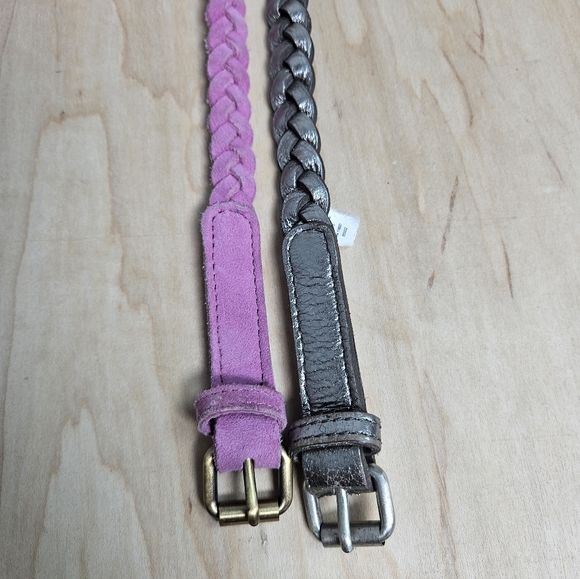 Boden Braided Leather Belts Lot of 2 0.5" Pink & Silver Size M - Picture 3 of 8
